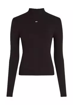 Женская рубашка с длинными рукавами и вышивкой логотипа TOMMY Jeans, черный