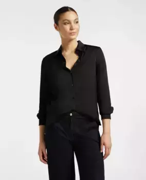 Женская рубашка с длинными рукавами из атласной ткани Elena Mir, черный