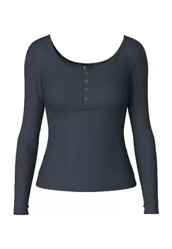 Женская рубашка с длинными рукавами, облегающая фигуру PIECES, цвет 188719 Ombre Blue