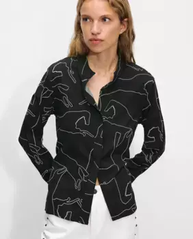 Женская рубашка с длинными рукавами, полосатым принтом и воротником-стойкой Parfois, черный