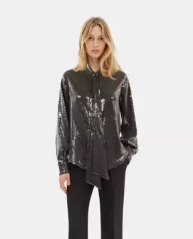 Женская рубашка с длинными рукавами, расшитая пайетками The Kooples, серый