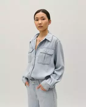 Женская рубашка с длинными рукавами с эффектом денима Claudie Pierlot, светло-синий