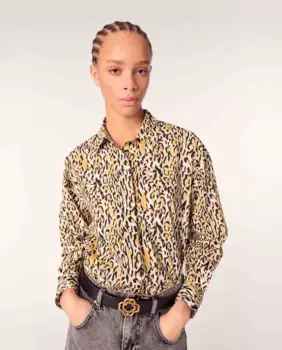 Женская рубашка с длинными рукавами с анималистичным принтом Maje, многоцветный