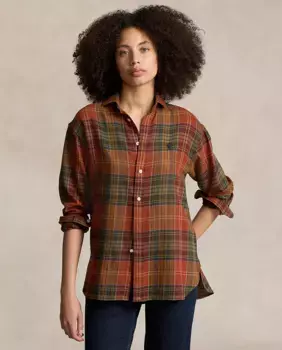 Женская рубашка с длинными рукавами в клетку Polo Ralph Lauren, мультиколор