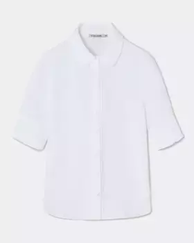 Женская рубашка с французским рукавом и мини-оборками Silbon, белый