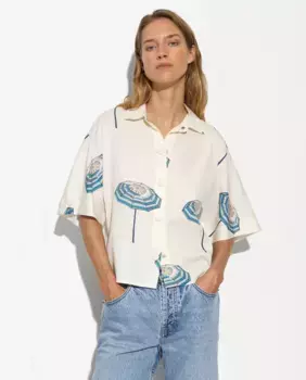 Женская рубашка с французским рукавом и принтом зонтика Parfois, цвет Crudo