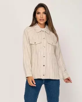 Женская рубашка с кнопками и карманами с клапанами Fsh, бежевый