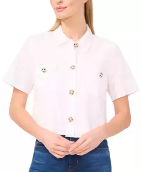 Женская рубашка с коротким рукавом и накладными карманами Button Down CeCe, белый