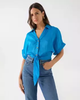 Женская рубашка с коротким рукавом и подолом Salsa Jeans, синий