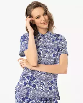 Женская рубашка с коротким рукавом и принтом Surkana, синий
