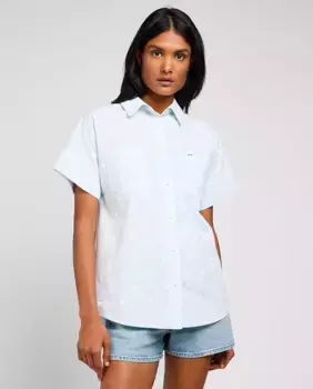 Женская рубашка с коротким рукавом и принтом в горошек Lee, синий