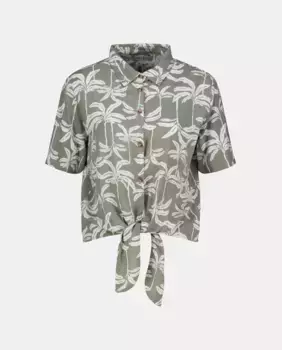 Женская рубашка с коротким рукавом и узлом Easy Wear, синий