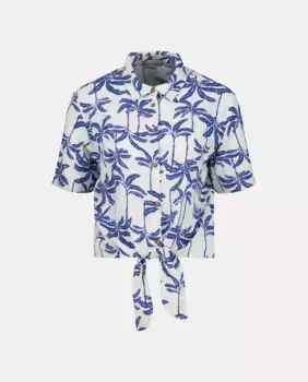 Женская рубашка с коротким рукавом и узлом Easy Wear, белый