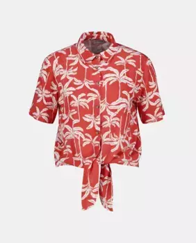 Женская рубашка с коротким рукавом и узлом Easy Wear, красный