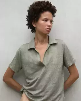 Женская рубашка с коротким рукавом и воротником-стойкой Ecoalf, цвет Caqui