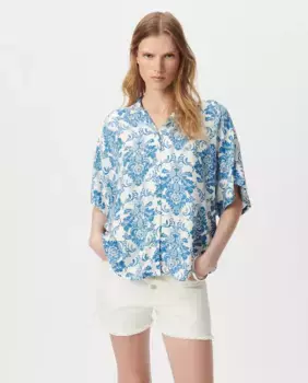 Женская рубашка с коротким рукавом на пуговицах IKKS, цвет Crudo