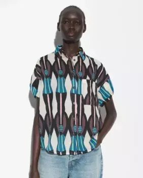 Женская рубашка с коротким рукавом с геометрическим принтом Parfois, мультиколор