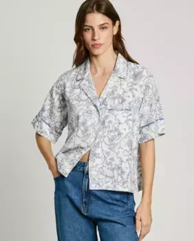 Женская рубашка с короткими рукавами и цветочным принтом Pepe Jeans, кремовый