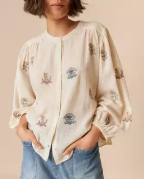 Женская рубашка с круглым вырезом и длинными рукавами Indi & Cold, цвет Crudo