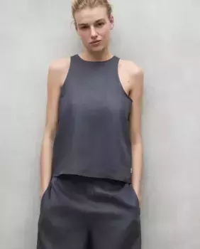 Женская рубашка с круглым вырезом и пуговицей на спине Ecoalf, темно-серый