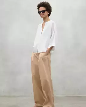 Женская рубашка с круглым вырезом и складками на спине Ecoalf, белый