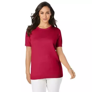 Женская рубашка с круглым вырезом Jessica London размера плюс, цвет Classic Red