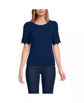 Женская рубашка с кружевом пуантелле Lands' End, синий