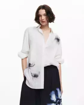 Женская рубашка с маковым принтом Desigual, белый