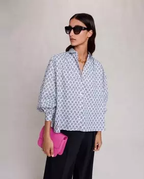 Женская рубашка с монограммным принтом Maje, белый