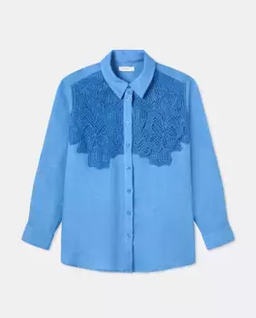 Женская рубашка с нашивками и длинными рукавами Couchel, синий