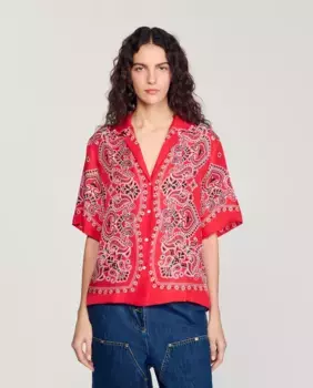 Женская рубашка с принтом банданы Sandro, красный