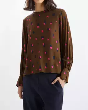 Женская рубашка с принтом и круглым вырезом Loreak Mendian, коричневый
