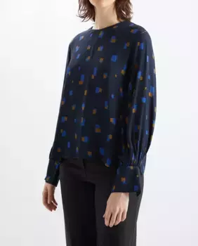 Женская рубашка с принтом и круглым вырезом Loreak Mendian, темно-синий