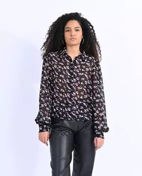 Женская рубашка с принтом и рукавом епископа Lili Sidonio, черный