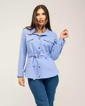 Женская рубашка с ремешком воротником и поясом Fsh, синий