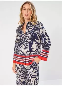 Женская рубашка с рубашечным воротником узкого кроя цвета индиго U68407 Faik Snmez, индиго