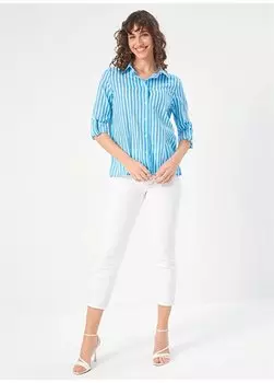 Женская рубашка с рубашечным воротником узкого кроя Saks U68361 Faik Snmez