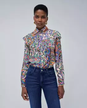 Женская рубашка с рюшами и принтом Salsa Jeans, цвет Crudo