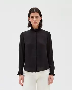 Женская рубашка с рюшами на воротнике и манжетах Claudie Pierlot, черный