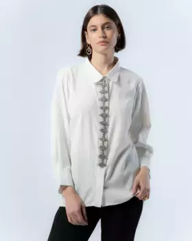 Женская рубашка с серебряными стразами Lucia Niza, белый