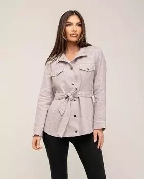 Женская рубашка с воротником-хомутом и поясом Fsh, сиреневый