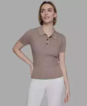 Женская рубашка с воротником и рубчиками KARL LAGERFELD PARIS, коричневый