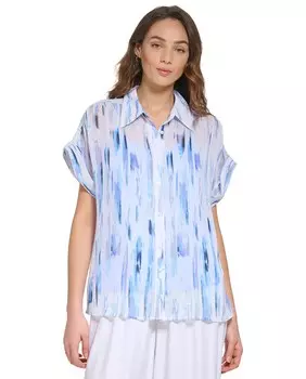 Женская рубашка с воротником-поло и короткими рукавами DKNY, мультиколор