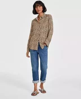 Женская рубашка с воротником с принтом On 34th, бежевый