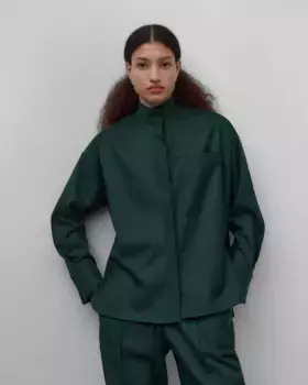 Женская рубашка с высоким воротником-стойкой Adolfo Dominguez, темно-зеленый