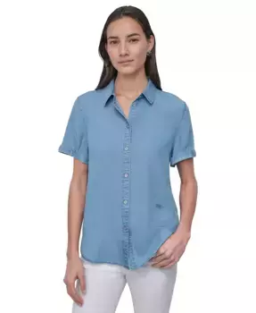 Женская рубашка с закатанными рукавами Button-Up DKNY Jeans, синий