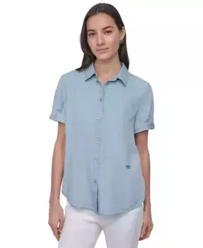 Женская рубашка с закатанными рукавами Button-Up DKNY Jeans, синий