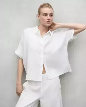 Женская рубашка с застежкой на пуговицы и короткими рукавами Ecoalf, белый