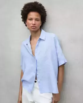 Женская рубашка с застежкой на пуговицы и короткими рукавами Ecoalf, синий