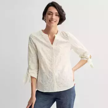 Женская рубашка с завязками на рукавах Croft & Barrow, цвет light natural